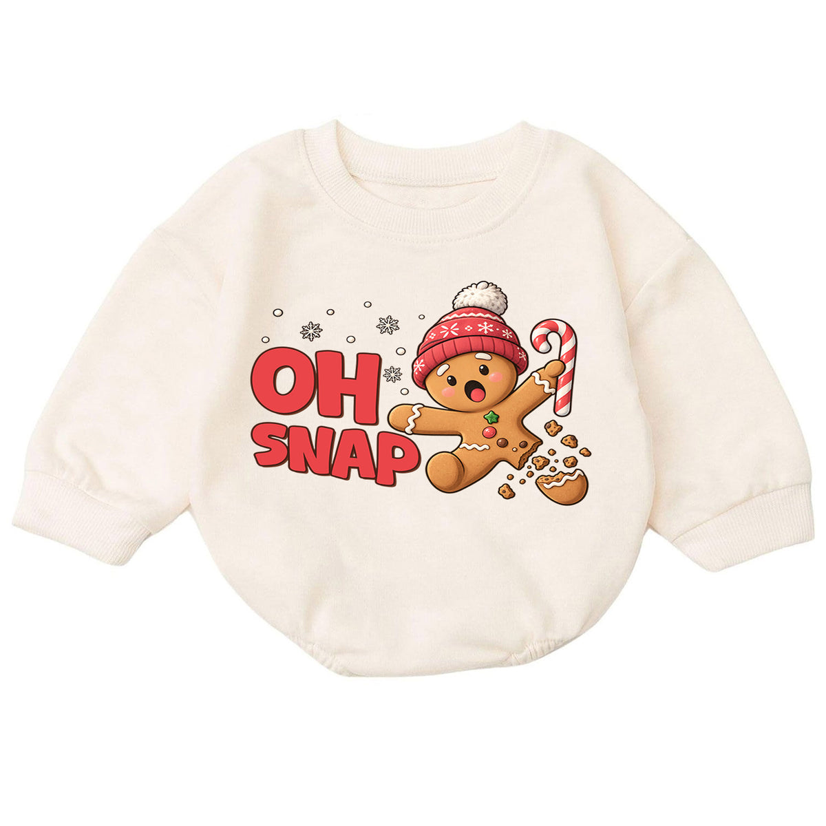 Oh Snap Gingerbread Baby Romper, Funny Christmas Cookie Romper, Toddler Holiday Outfit, Gingerbread Xmas Gift for Baby — product view 7