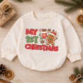 My 1st Christmas Gingerbread Baby Romper, Cute Christmas Cookie Romper, Baby First Xmas Outfit, Holiday Keepsake Gift — product view 1