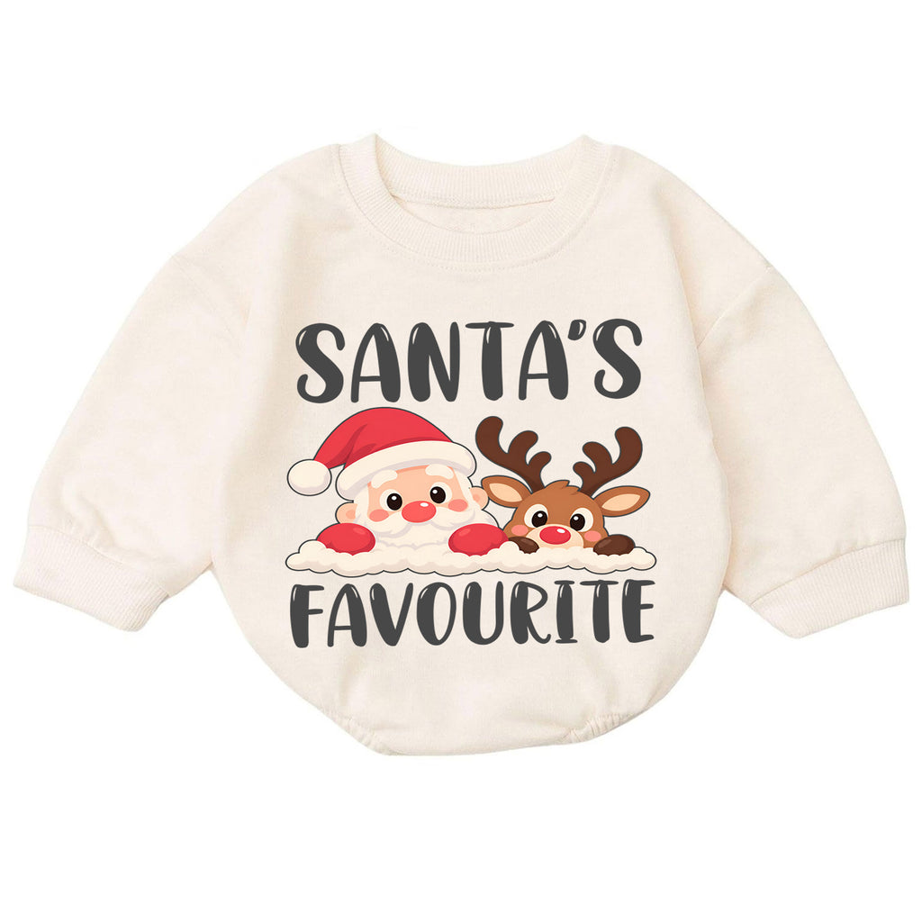Santas Favourite Baby Romper, Cute Santa and Reindeer Christmas Romper, Toddler Holiday Outfit, Xmas Gift for Baby — product view 7