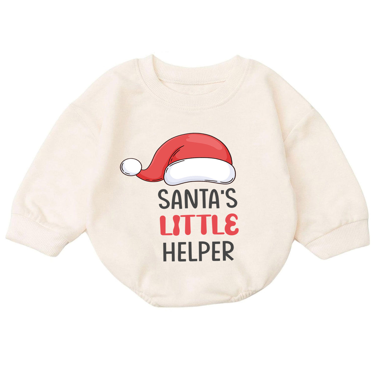 Santas Little Helper Baby Romper, Cute Santa Hat Christmas Romper, Toddler Holiday Outfit, Baby Xmas Gift for Baby — product view 7