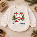 Let It Snow Baby Romper, Funny Snowman Christmas Romper, Toddler Winter Holiday Outfit, Cute Xmas Gift for Baby — product view 1