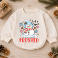 Let's Get Frosted Baby Romper, Cute Snowman Christmas Romper, Toddler Winter Holiday Outfit, Funny Xmas Gift for Baby — product view 1
