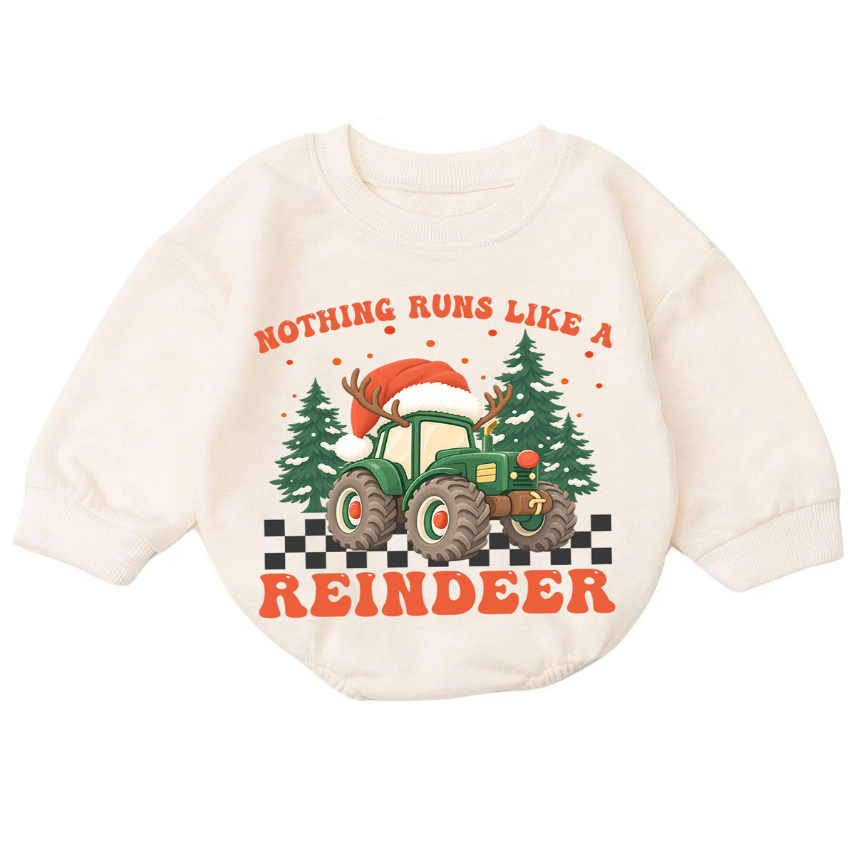 Christmas Tractor Baby Outfit, Nothing Runs Like a Reindeer Romper, Toddler Farm Xmas Romper, Baby Holiday Outfit, Christmas Gift — product view 7