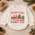 Santa Claus Is Coming to Town Baby Romper, Christmas Train Romper, Toddler Holiday Outfit, Cute Xmas Gift for Baby — product view 1