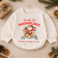 Buckle Up Snowflake Baby Romper, Cowboy Santa Christmas Romper, Western 1st Birthday Holiday Outfit, Reindeer Xmas Gift for Toddler Baby — product view 1