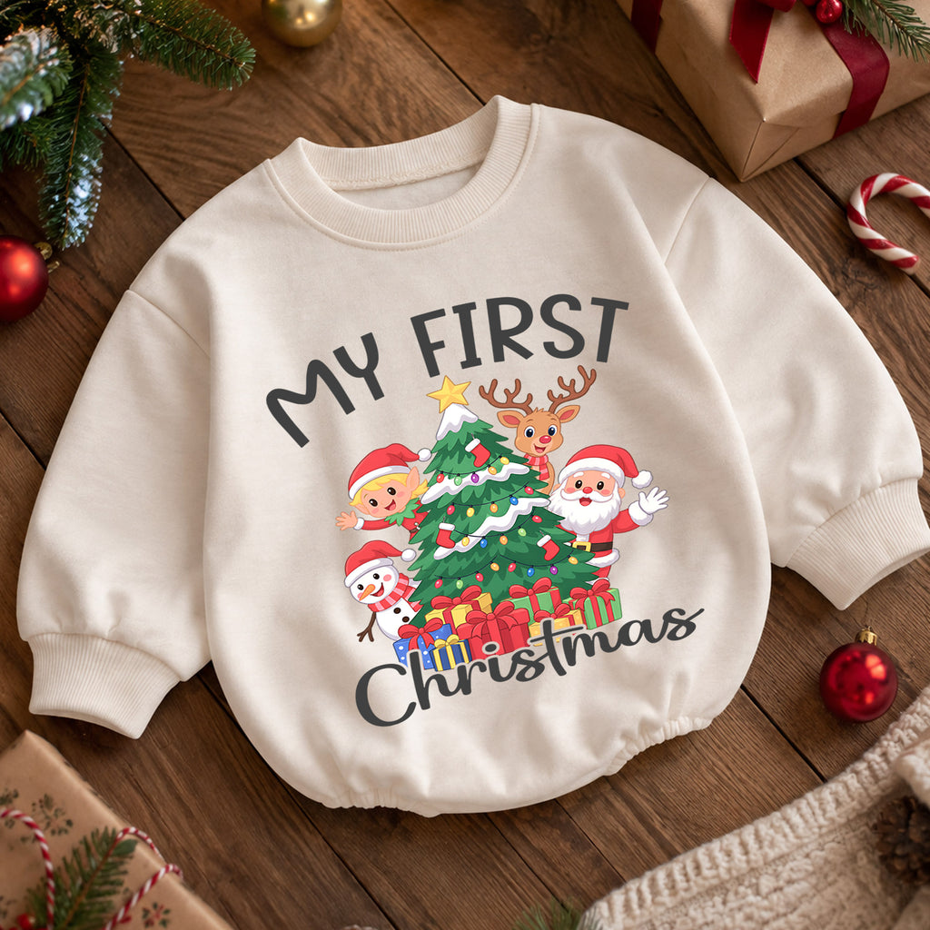 My First Christmas Baby Romper, Santa Reindeer Elf Snowman Outfit, Baby First Xmas Romper, Cute Christmas Gift — product view 5