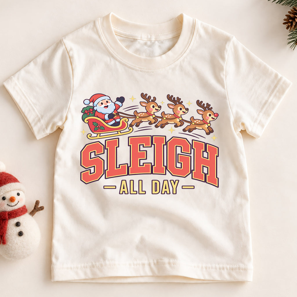 Sleigh All Day Shirt, Funny Santa Sleigh Reindeer Tee, Cute Merry Christmas Shirt, Festive Holiday Party Tee, Cute Reindeer Xmas Shirt (138 ký tự) — product view 2