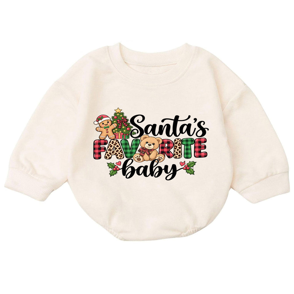 Santa's Favorite Baby Romper, Plaid Christmas Romper, Cute Teddy Bear Holiday Outfit, Baby 1st Christmas & 1st Birthday Gift for Toddler — product view 7