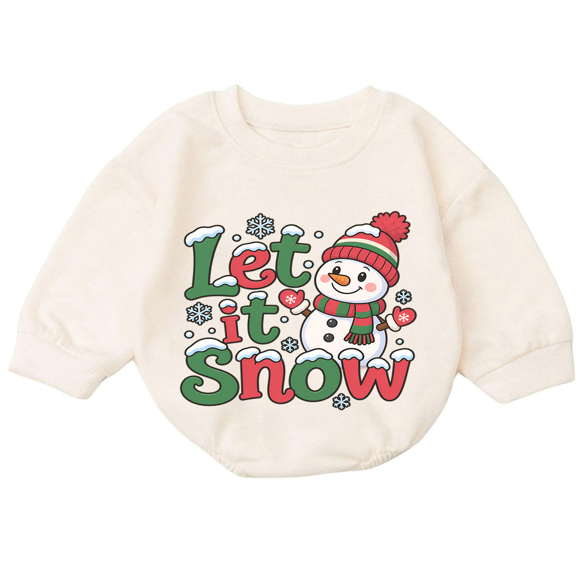 Let It Snow Baby Romper, Snowman Christmas Outfit, Toddler Holiday Romper, Cute Winter Baby Outfit, Christmas Gift for Baby — product view 7