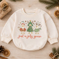 Just a Jolly Goose Baby Romper, Christmas Goose Trio Outfit, Funny Toddler Holiday Romper, Cute 1st Christmas Gift — product view 1