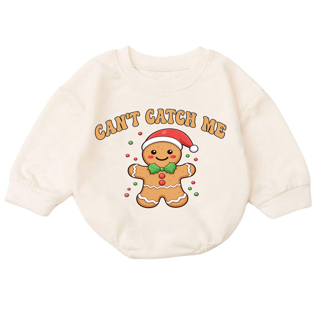 Can't Catch Me Gingerbread Baby Romper, Funny Christmas Cookie Romper, Toddler 1st Birthday Holiday Outfit, Cute Xmas Gift for Baby — product view 7