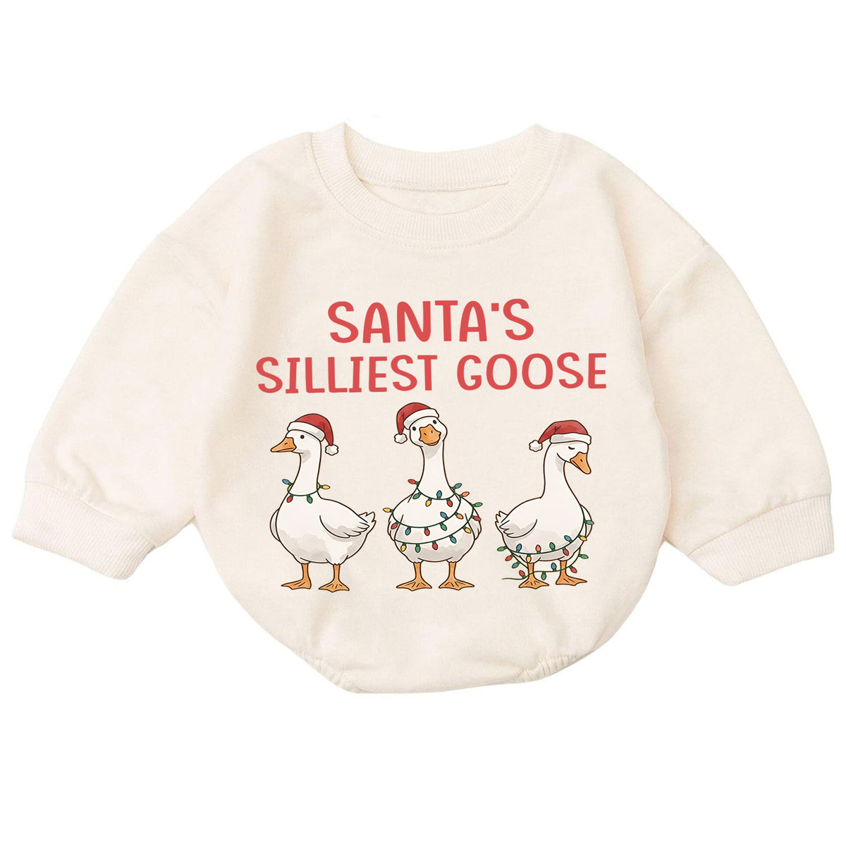 Santa's Silliest Goose Baby Romper, Funny Christmas Goose Outfit, Toddler Holiday Romper, Cute 1st Christmas Gift — product view 7