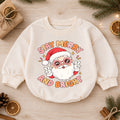 Stay Merry and Bright Baby Romper, Cute Santa Christmas Outfit, Retro Holiday Toddler Romper, Xmas Gift for Babies and Baby — product view 1