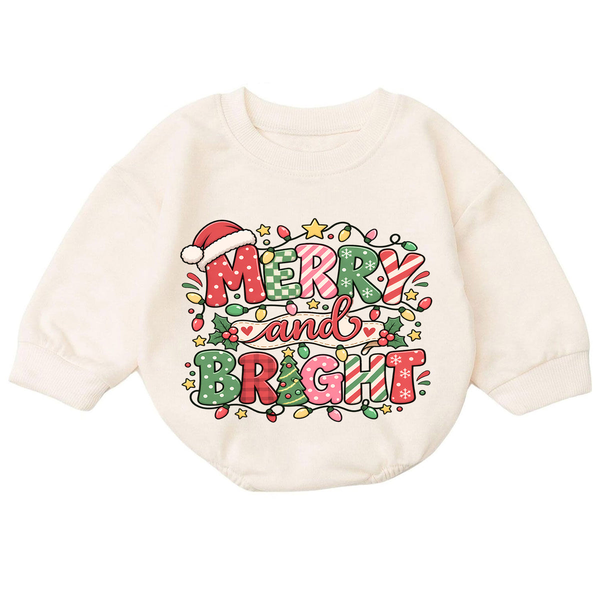 Merry and Bright Christmas Baby Romper, Festive Holiday Baby Outfit, Toddler Christmas Romper, 1st Christmas Gift for Baby — product view 7