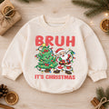 Bruh It's Christmas Baby Romper, Funny Santa Christmas Baby Outfit, Toddler Holiday Romper, Cute 1st Christmas Gift for Baby — product view 1