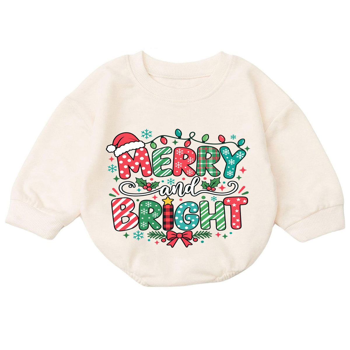 Merry and Bright Christmas Baby Romper, Festive Holiday Outfit, Toddler Christmas Romper, Cute 1st Christmas Gift for Baby — product view 7