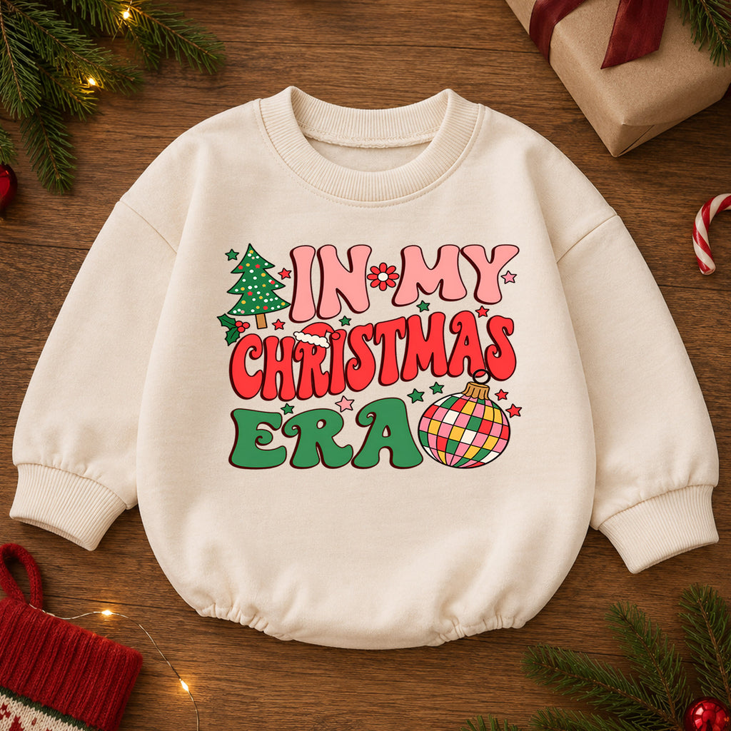 In My Christmas Era Baby Outfit, Retro Christmas Romper, Toddler Holiday Outfit, Cute Xmas Baby Romper, Christmas Baby Gift — product view 2