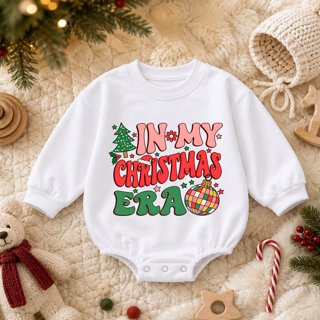 In My Christmas Era Baby Outfit, Retro Christmas Romper, Toddler Holiday Outfit, Cute Xmas Baby Romper, Christmas Baby Gift — product view 3