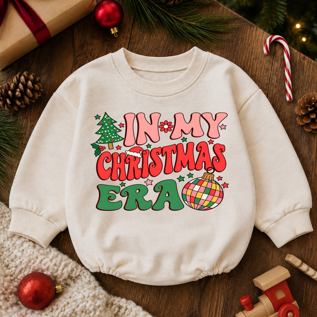 In My Christmas Era Baby Outfit, Retro Christmas Romper, Toddler Holiday Outfit, Cute Xmas Baby Romper, Christmas Baby Gift — product view 6