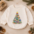 Construction Christmas Tree Romper, Truck Baby Holiday Outfit, 1st Christmas Keepsake, Winter 1st Birthday Romper for Boys — product view 1