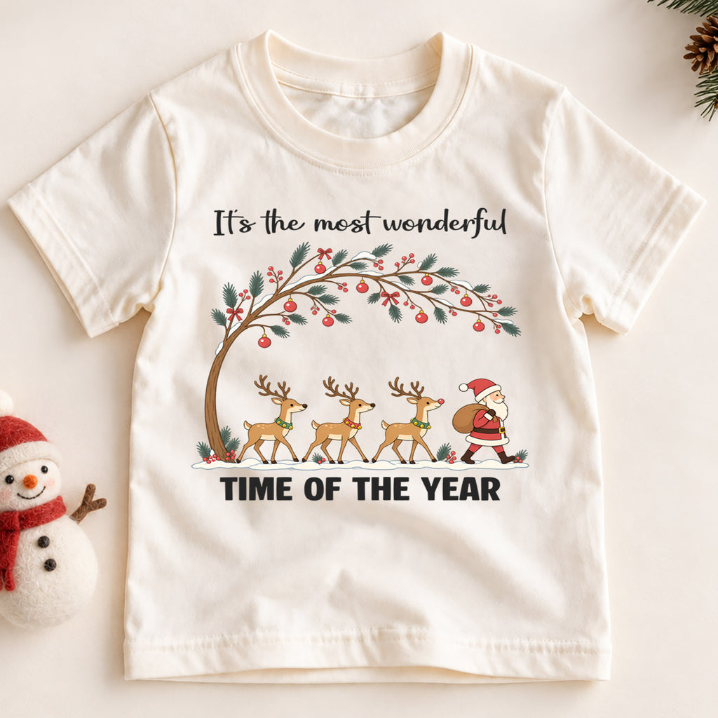 Most Wonderful Time Of The Year Shirt, Reindeer Santa Shirt, Retro Christmas Tree Tee, Vintage Xmas Holiday Shirt, Festive Winter Tee (138 ký tự) — product view 2