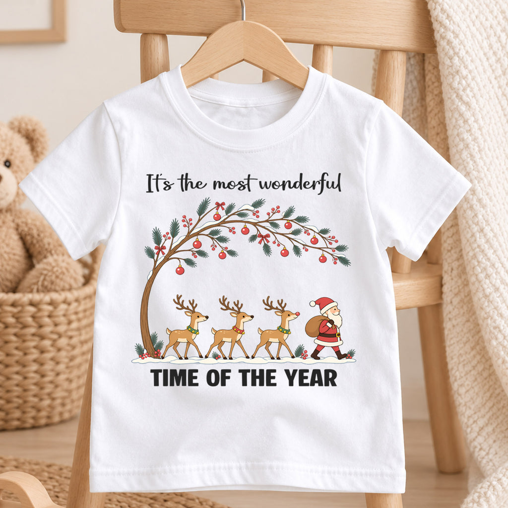 Most Wonderful Time Of The Year Shirt, Reindeer Santa Shirt, Retro Christmas Tree Tee, Vintage Xmas Holiday Shirt, Festive Winter Tee (138 ký tự) — product view 4