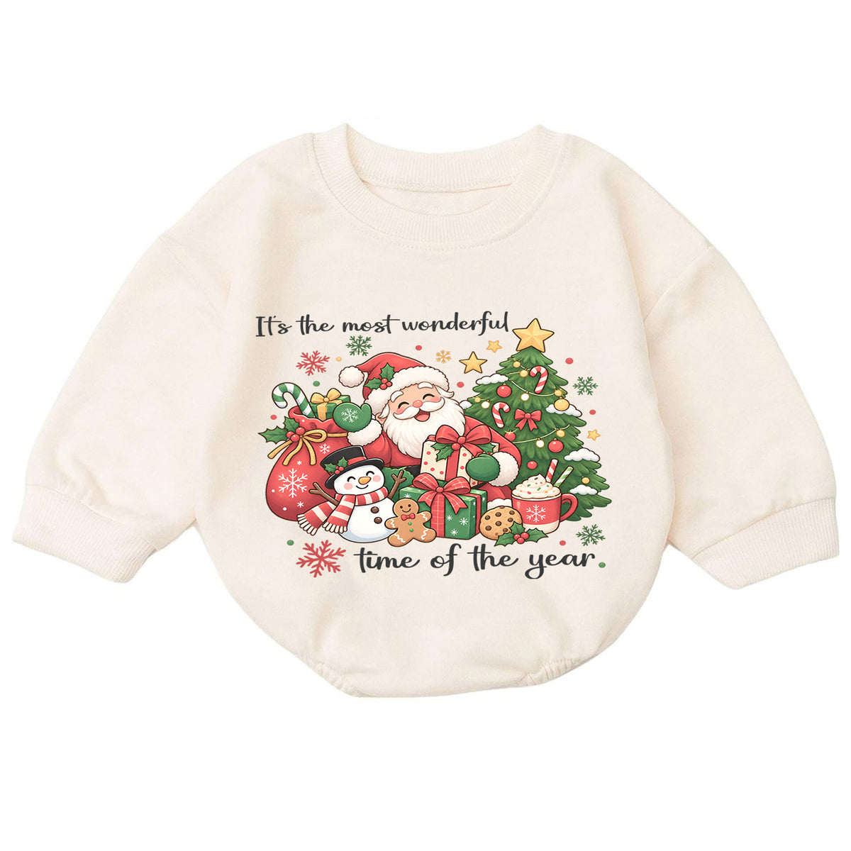 It's the Most Wonderful Time of the Year Baby Romper, Santa Snowman Christmas Outfit, Cute 1st Christmas Gift for Baby — product view 7