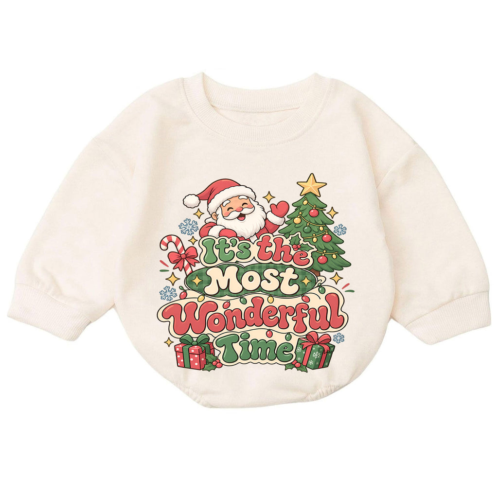 It's the Most Wonderful Time Christmas Baby Romper, Retro Santa Holiday Outfit, Toddler Xmas Romper, 1st Christmas Gift — product view 7