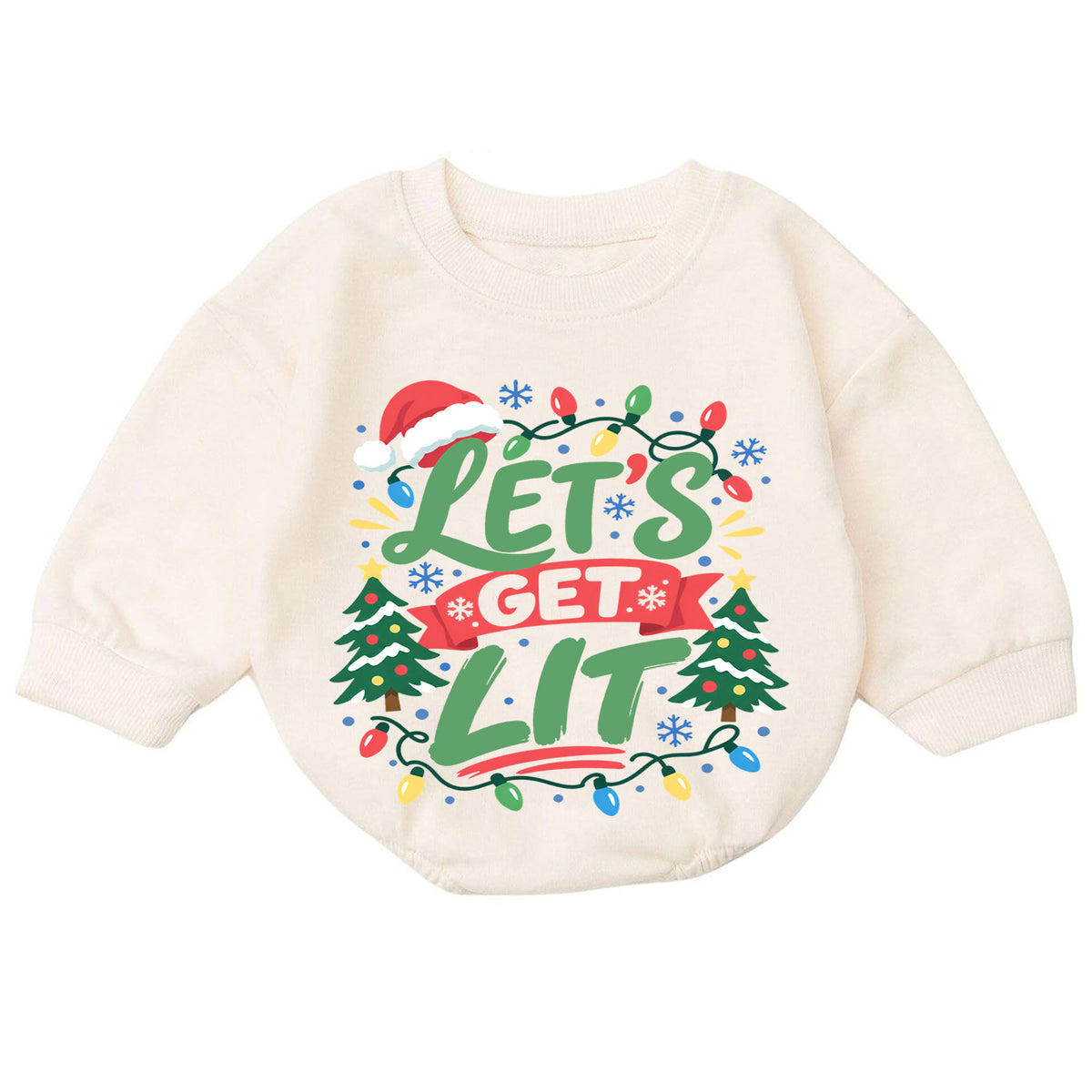 Let's Get Lit Christmas Baby Romper, Funny Christmas Lights Outfit, Toddler Holiday Romper, Cute 1st Christmas Gift — product view 7