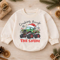 Crashing Through the Snow Romper, Monster Truck Christmas Baby Outfit, 1st Birthday Gift, Baby 1st Christmas Holiday Keepsake — product view 1