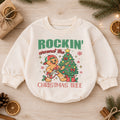 Rockin Around the Christmas Tree Romper, Gingerbread Guitar Baby Outfit, 1st Birthday Gift, Baby 1st Christmas Holiday Keepsake — product view 1
