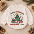Rockin Around the Christmas Tree Baby Romper, Dancing Tree Holiday Outfit, 1st Christmas Gift, 1st Birthday Xmas Keepsake for Baby — product view 1