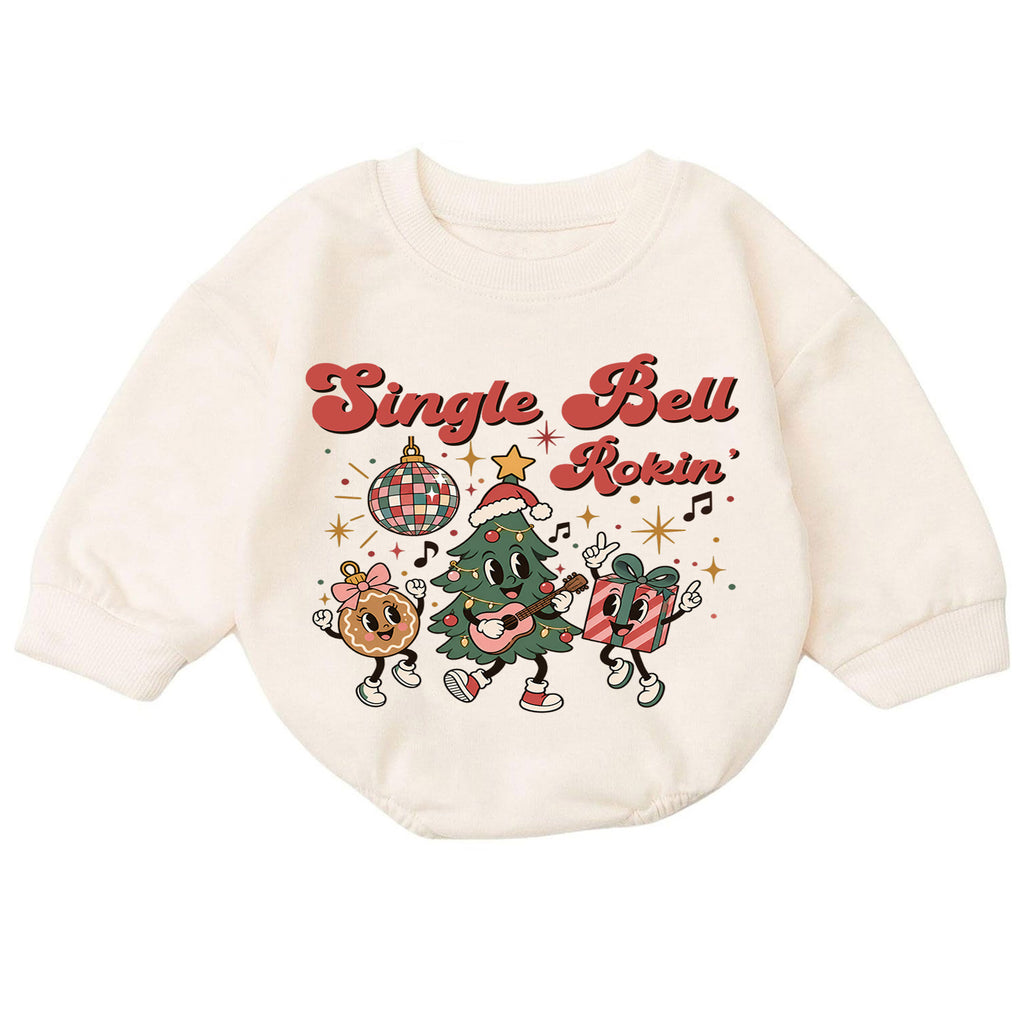 Jingle Bell Rockin Christmas Romper, Retro Holiday Character Baby Outfit, 1st Birthday Gift, Baby 1st Christmas Keepsake — product view 7