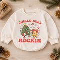 Jingle Bell Rockin Tree Romper, Christmas Guitar Baby Outfit, 1st Christmas Gift, 1st Birthday Holiday Keepsake for Little Baby — product view 1