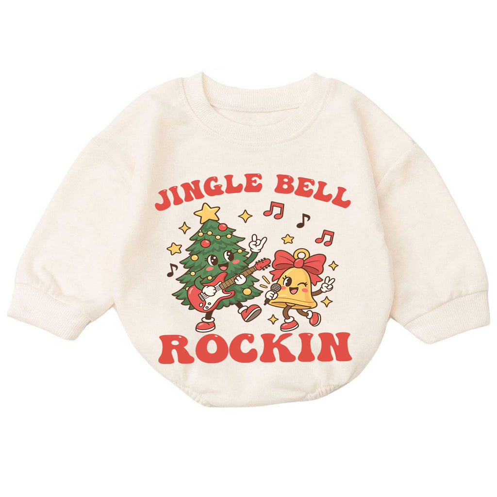 Jingle Bell Rockin Tree Romper, Christmas Guitar Baby Outfit, 1st Christmas Gift, 1st Birthday Holiday Keepsake for Little Baby — product view 7