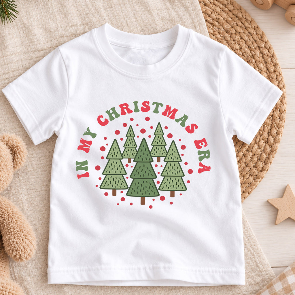 In My Christmas Era Kids Shirt, Minimal Christmas Tree Tee, Retro Holiday Outfit for Boys Girls, Cute Festive Christmas Gift for Kids — product view 3