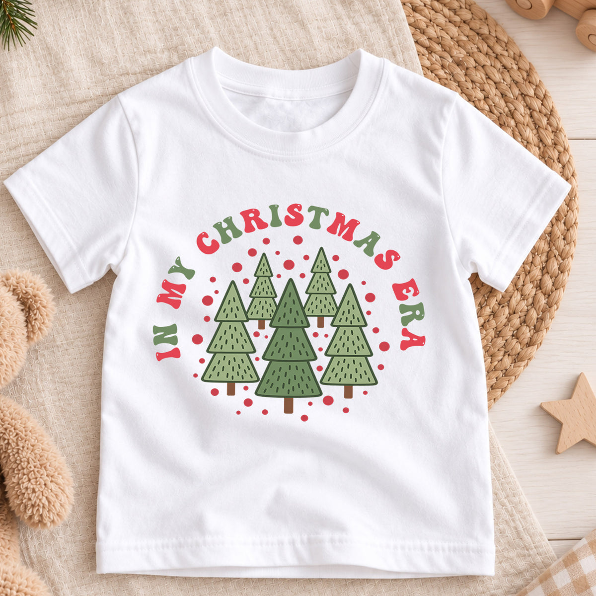 In My Christmas Era Kids Shirt, Minimal Christmas Tree Tee, Retro Holiday Outfit for Boys Girls, Cute Festive Christmas Gift for Kids — product view 3
