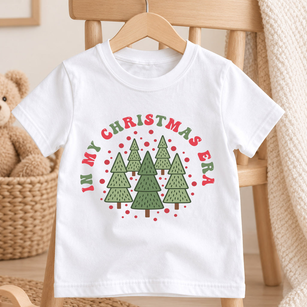 In My Christmas Era Kids Shirt, Minimal Christmas Tree Tee, Retro Holiday Outfit for Boys Girls, Cute Festive Christmas Gift for Kids — product view 4