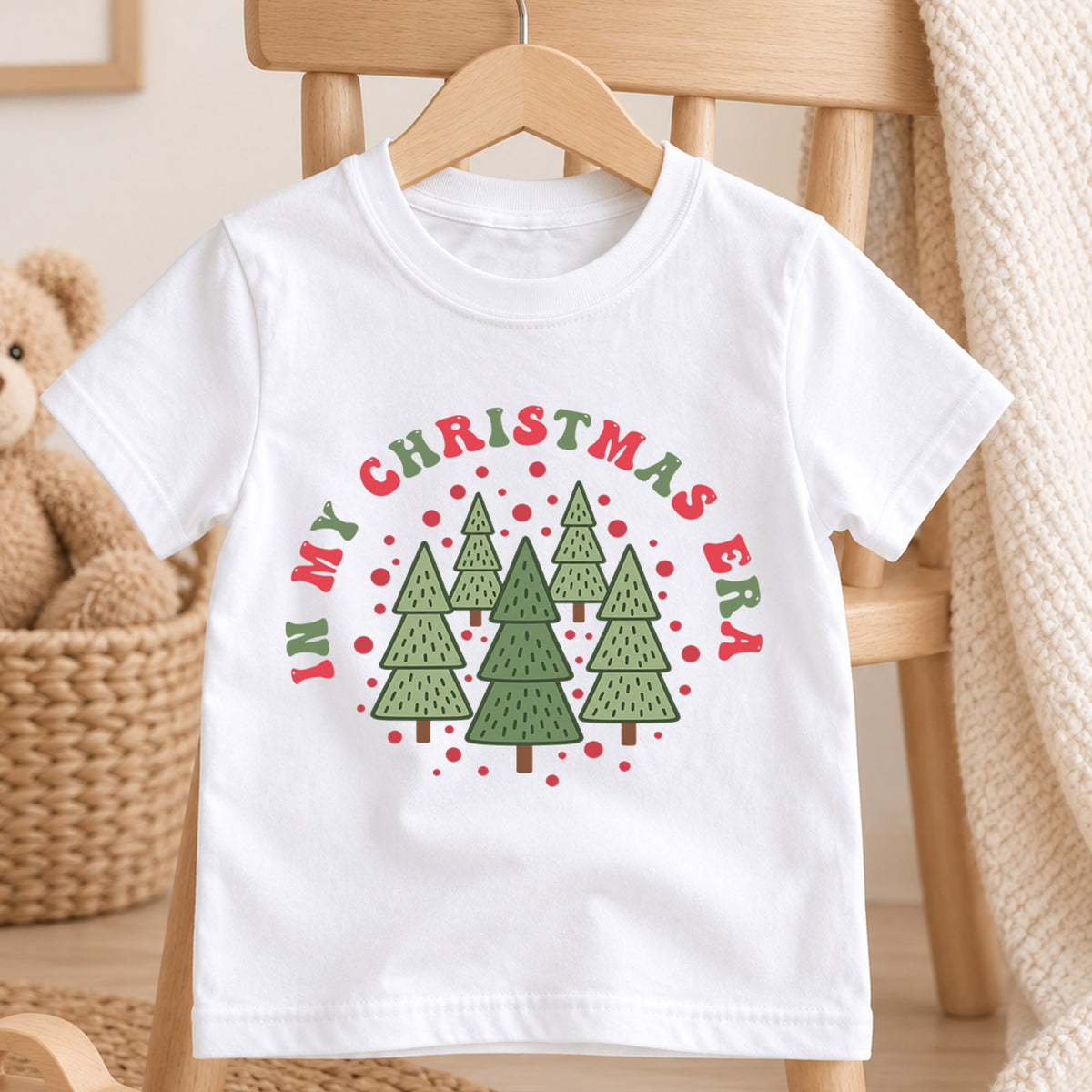 In My Christmas Era Kids Shirt, Minimal Christmas Tree Tee, Retro Holiday Outfit for Boys Girls, Cute Festive Christmas Gift for Kids — product view 4