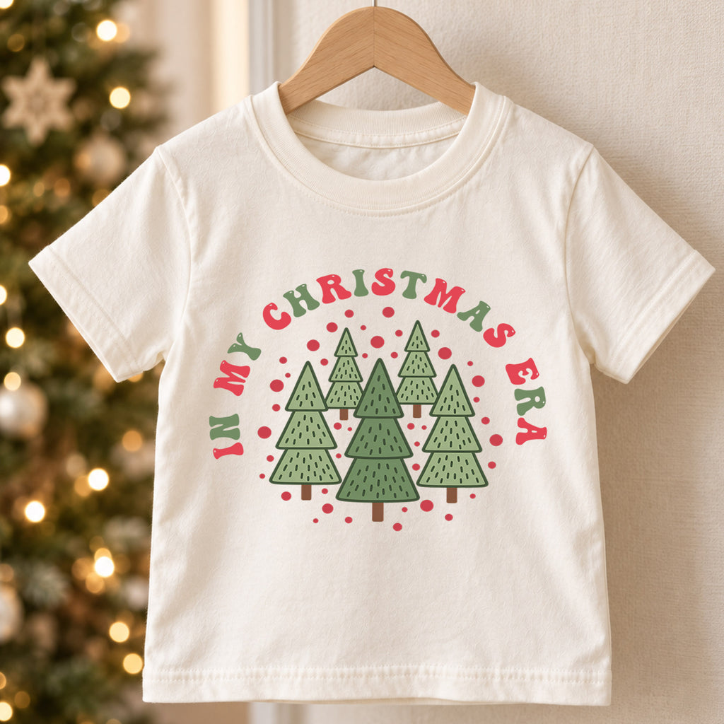 In My Christmas Era Kids Shirt, Minimal Christmas Tree Tee, Retro Holiday Outfit for Boys Girls, Cute Festive Christmas Gift for Kids — product view 5