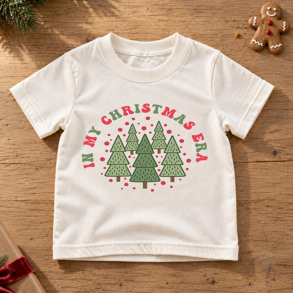 In My Christmas Era Kids Shirt, Minimal Christmas Tree Tee, Retro Holiday Outfit for Boys Girls, Cute Festive Christmas Gift for Kids — product view 6