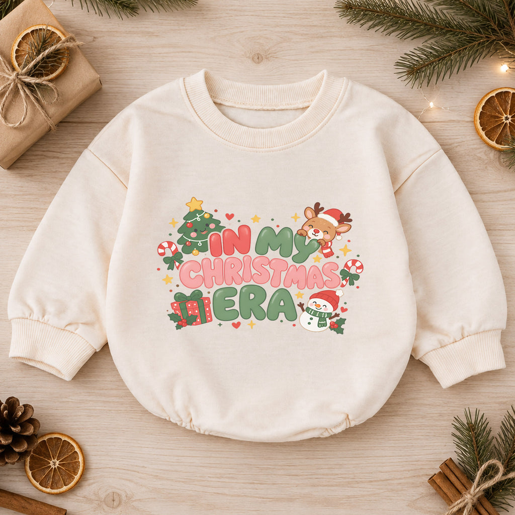 In My Christmas Era Baby Romper, Cute Holiday Character Outfit, 1st Christmas Gift, Winter 1st Birthday Keepsake for Little Baby — product view 1