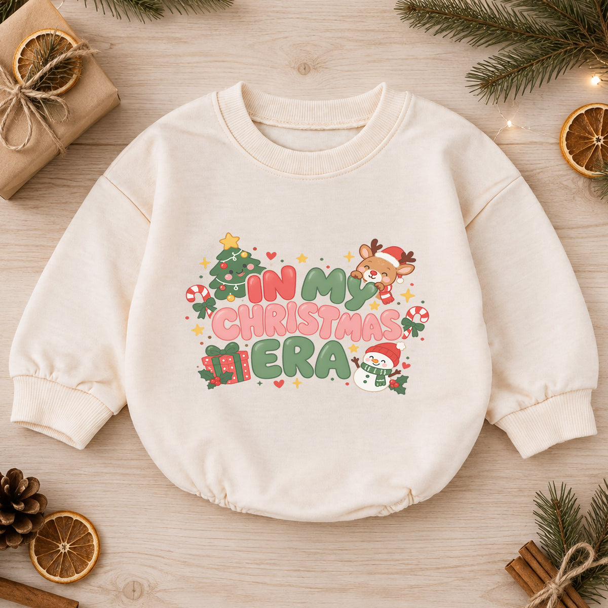 In My Christmas Era Baby Romper, Cute Holiday Character Outfit, 1st Christmas Gift, Winter 1st Birthday Keepsake for Little Baby — product view 1