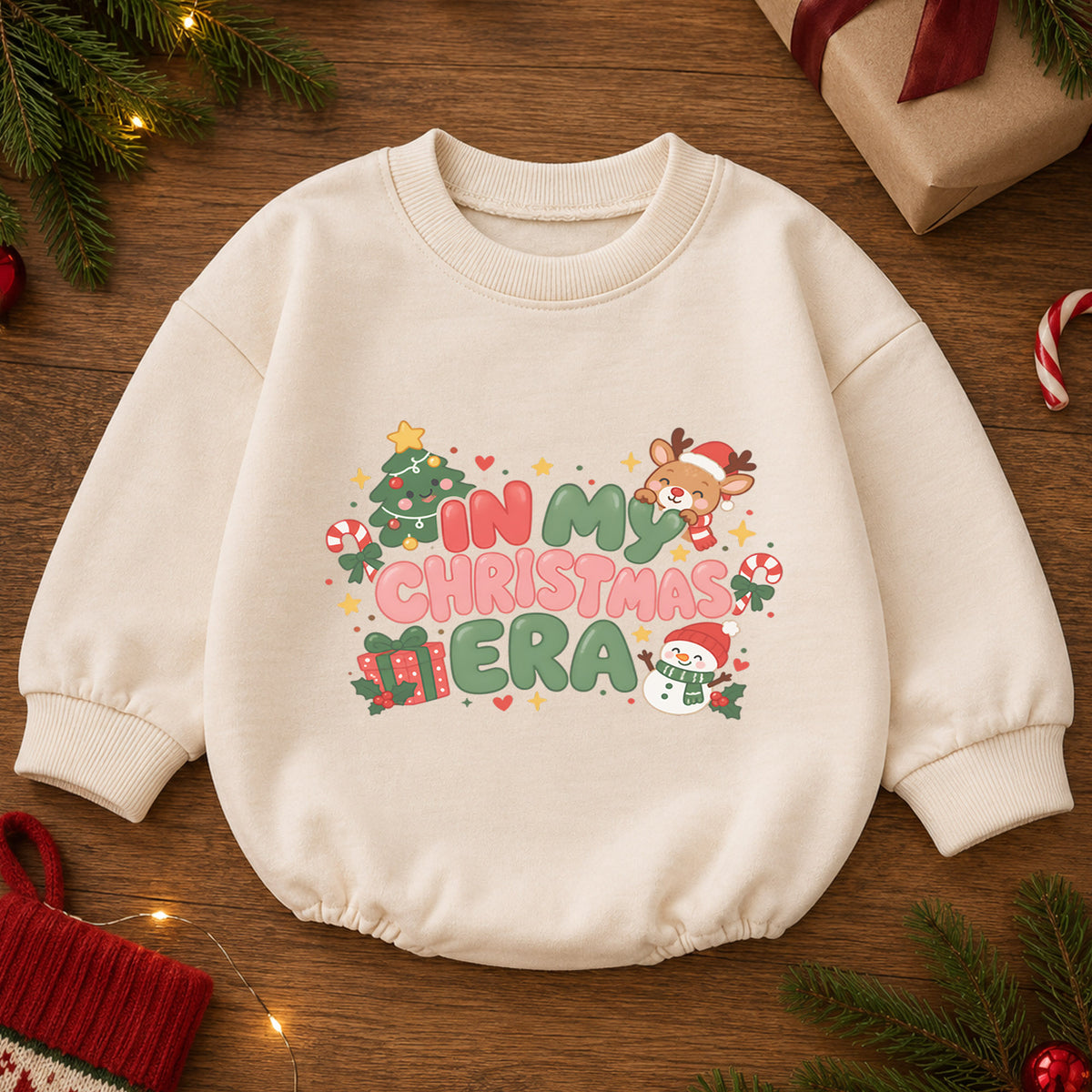In My Christmas Era Baby Romper, Cute Holiday Character Outfit, 1st Christmas Gift, Winter 1st Birthday Keepsake for Little Baby — product view 2