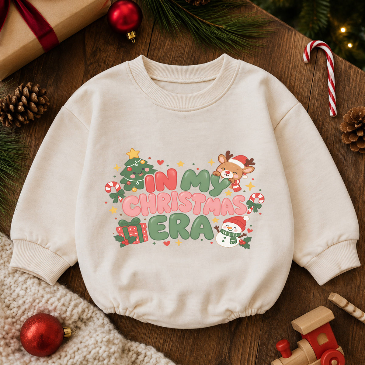 In My Christmas Era Baby Romper, Cute Holiday Character Outfit, 1st Christmas Gift, Winter 1st Birthday Keepsake for Little Baby — product view 6