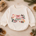 Meowy Christmas Cat Romper, Cute Kitty Holiday Baby Outfit, 1st Birthday Christmas Gift, Baby 1st Christmas Keepsake Romper — product view 1