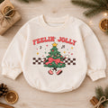 Feelin' Jolly Christmas Tree Baby Romper, Retro Holiday Outfit for 1st Birthday, Baby 1st Christmas Romper, Festive Xmas Gift — product view 1