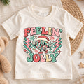 Feelin Jolly Kids Christmas Shirt, Disco Ball Santa Hat Tee, Retro Holiday Outfit for Boys Girls, Groovy Christmas Gift for Little Kids — product view 1