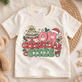 Oh Christmas Tree Kids Shirt, Pink Retro Christmas Tree Tee, Cute Holiday Outfit for Girls, Groovy Festive Christmas Gift for Kids — product view 1