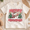 Merry Christmas Snowman Kids Shirt, Christmas Tree Holiday Tee, Cute Winter Outfit for Boys Girls, Festive Christmas Gift for Kids — product view 1
